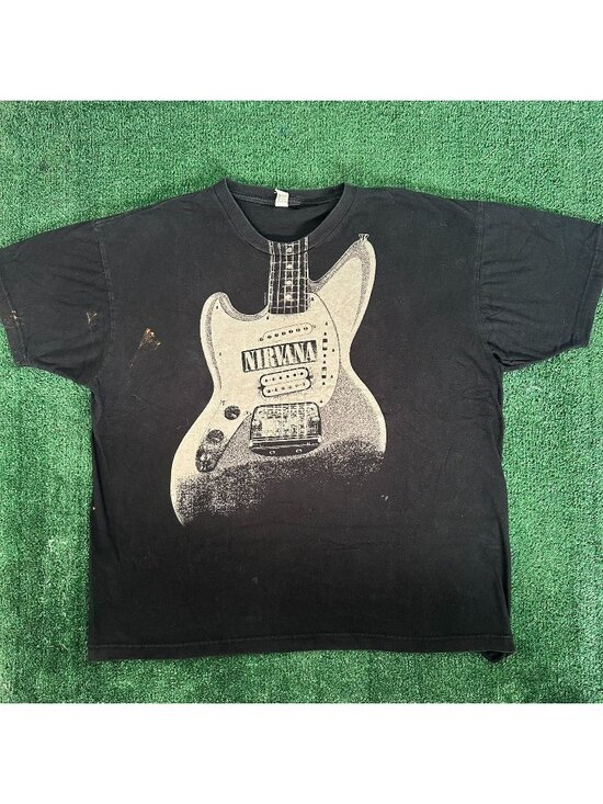 NIRVANA Other - Vintage Y2K Nirvana Electric Guitar T-Shirt Black XL Cobain Grunge Punk Band Tee
